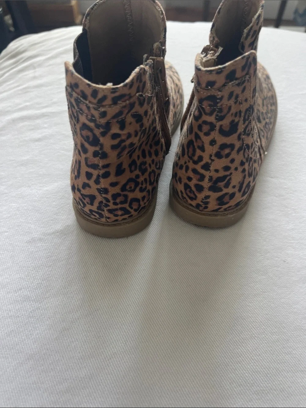 Girls Size 1 Kids Leopard Print Ankle Boots - Brown